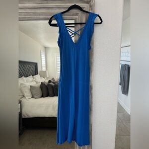 Anthropologie, Daily Practice, sapphire, blue, extra small midi dress